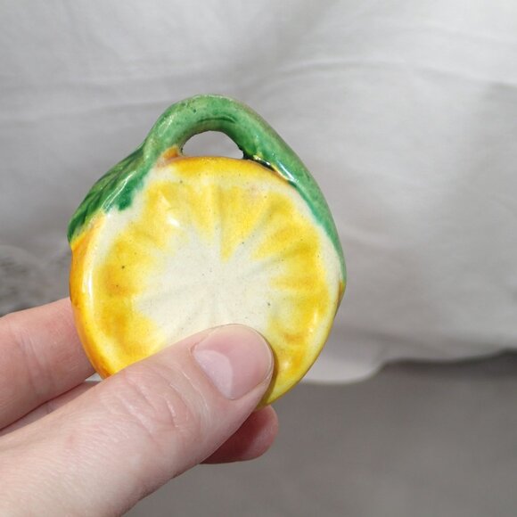 Vintage 1960's Small Lemons Porcelain Salt and Pepper Shakers Lemons Oranges - Picture 7 of 12